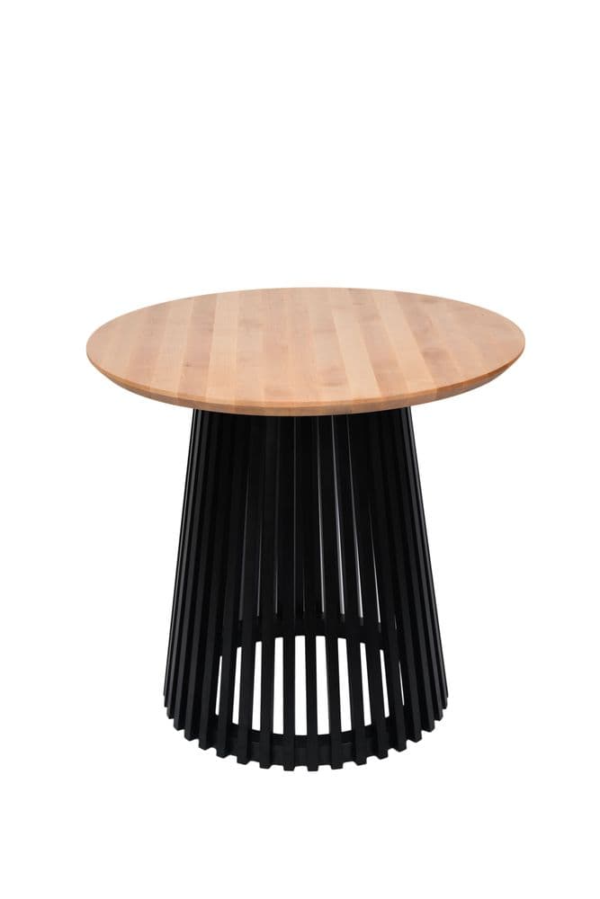 Table Ronde LAMELLO Noire – Plateau Bois, Piétement à Lattes | Vente en Gros, B2B